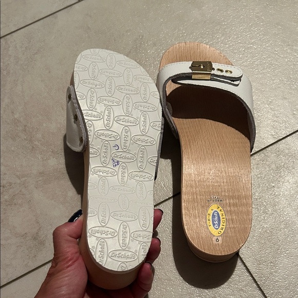 Dr. Scholl's White and Tan Buckle Mules - Picture 5 of 5